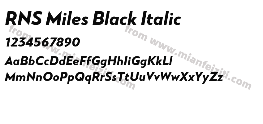 RNS Miles Black Italic字体预览