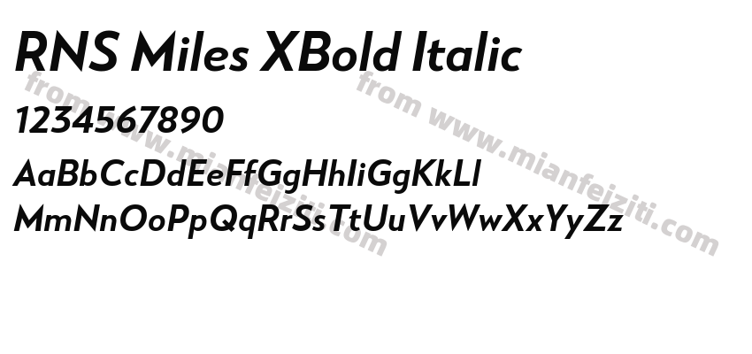 RNS Miles XBold Italic字体预览