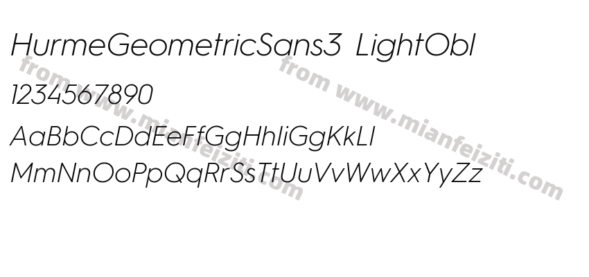 HurmeGeometricSans3 LightObl字体预览