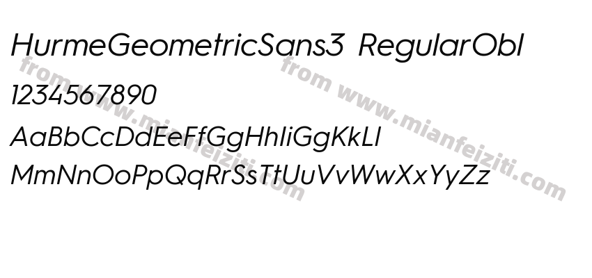 HurmeGeometricSans3 RegularObl字体预览
