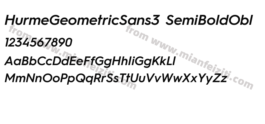 HurmeGeometricSans3 SemiBoldObl字体预览