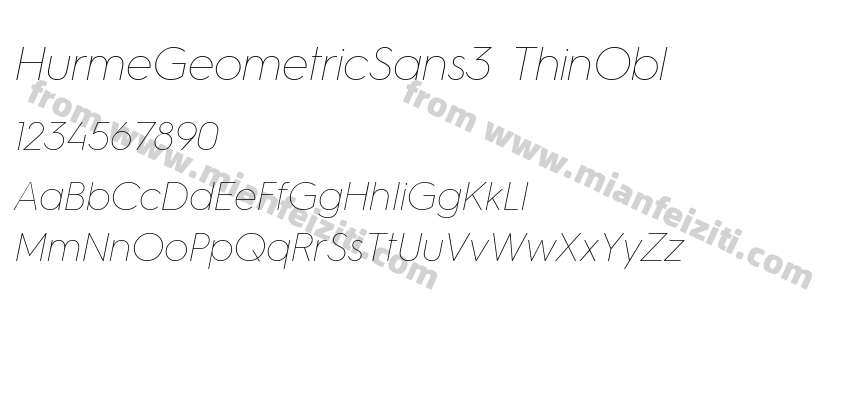 HurmeGeometricSans3 ThinObl字体预览