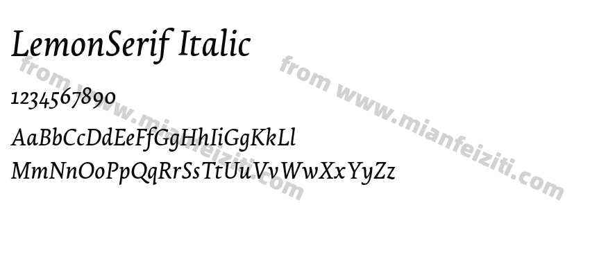 LemonSerif Italic字体预览