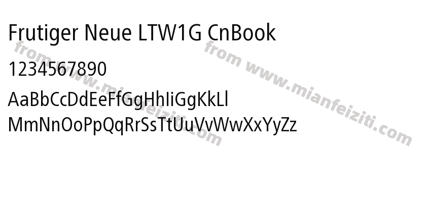 Frutiger Neue LTW1G CnBook字体预览