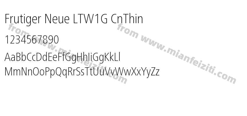 Frutiger Neue LTW1G CnThin字体预览