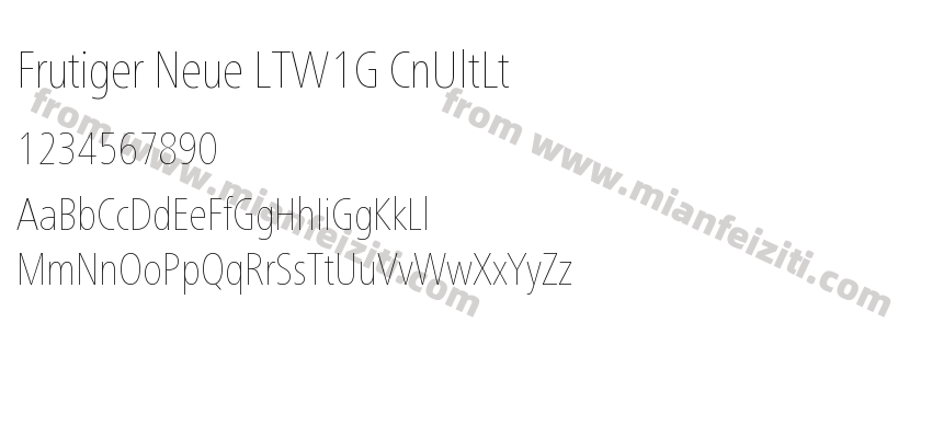 Frutiger Neue LTW1G CnUltLt字体预览