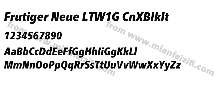 Frutiger Neue LTW1G CnXBlkIt字体预览