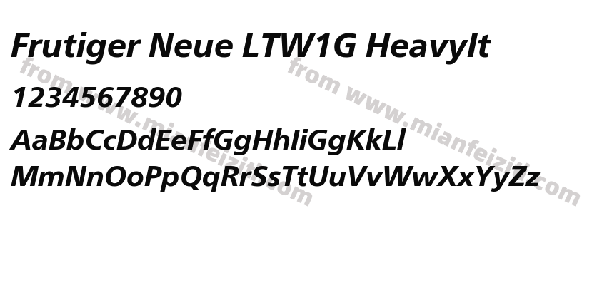 Frutiger Neue LTW1G HeavyIt字体预览