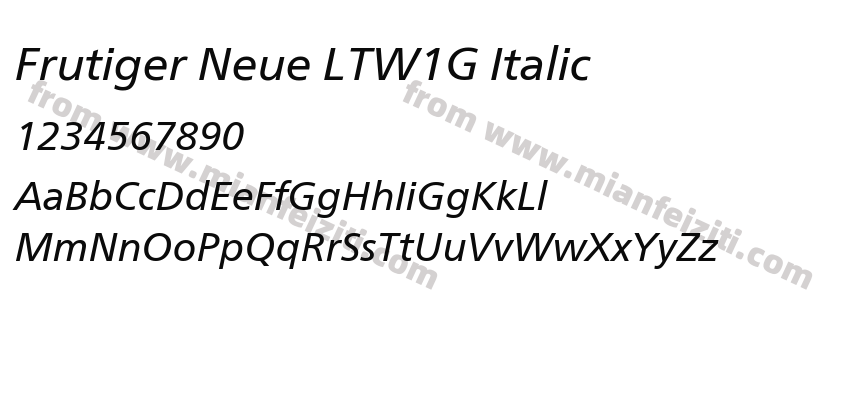 Frutiger Neue LTW1G Italic字体预览