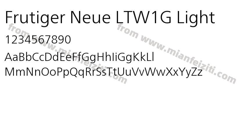 Frutiger Neue LTW1G Light字体预览