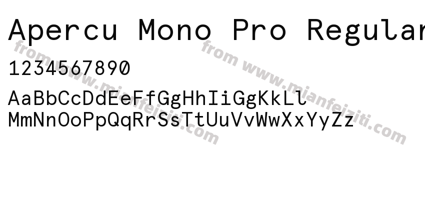 Apercu Mono Pro Regular字体预览