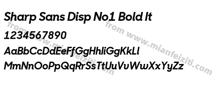 Sharp Sans Disp No1 Bold It字体预览