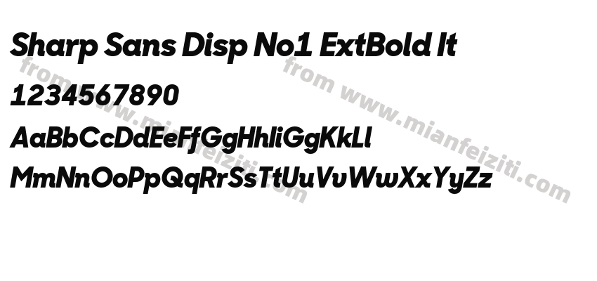 Sharp Sans Disp No1 ExtBold It字体预览