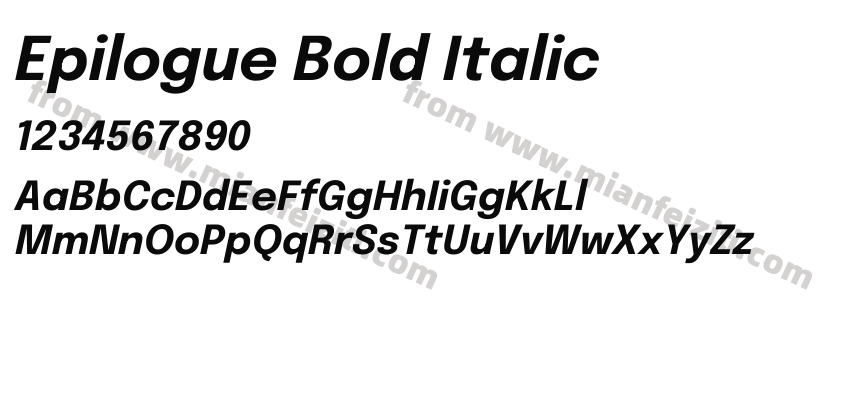 Epilogue Bold Italic字体预览