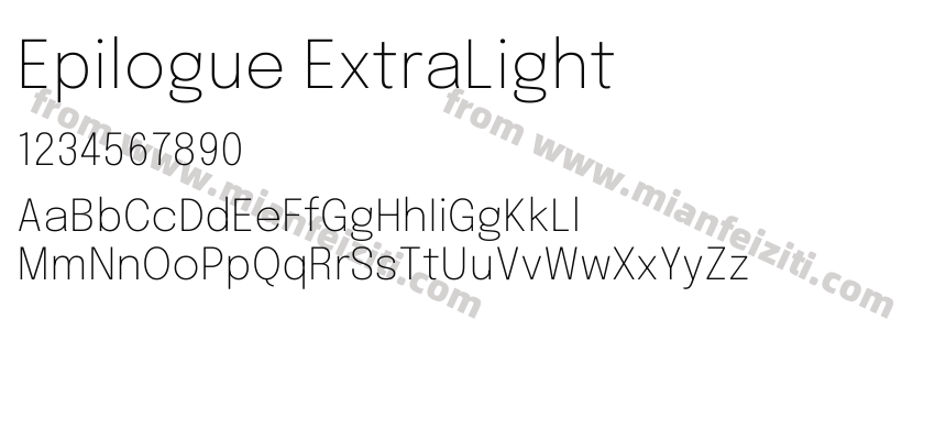 Epilogue ExtraLight字体预览