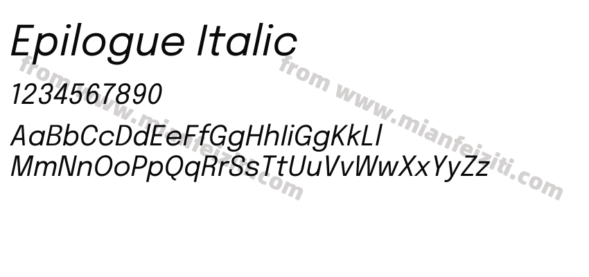 Epilogue Italic字体预览