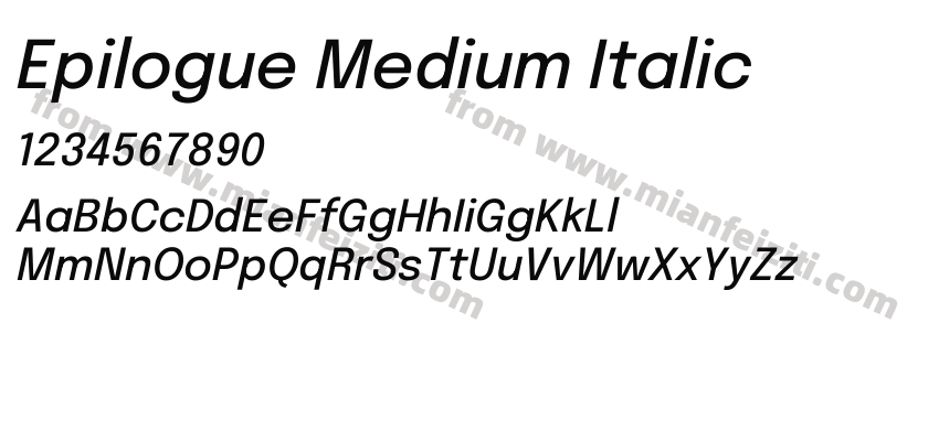 Epilogue Medium Italic字体预览