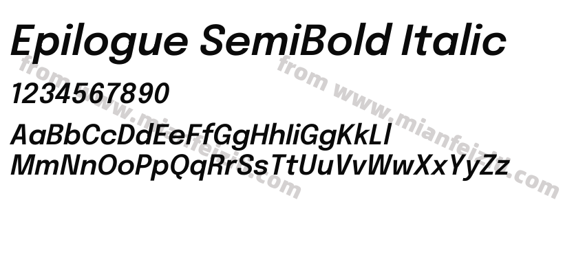 Epilogue SemiBold Italic字体预览