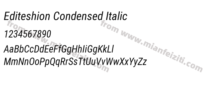 Editeshion Condensed Italic字体预览
