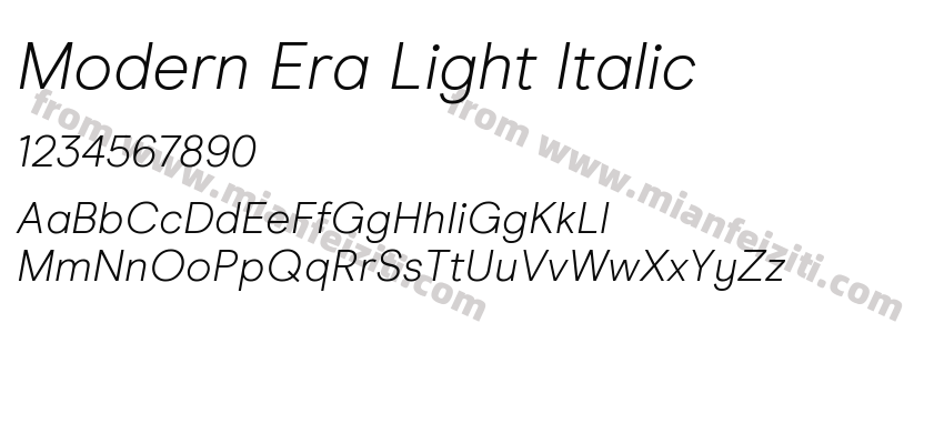 Modern Era Light Italic字体预览