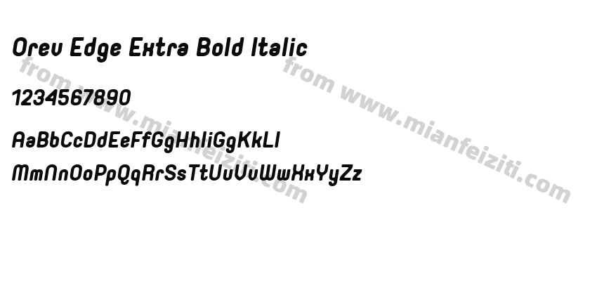 Orev Edge Extra Bold Italic字体预览
