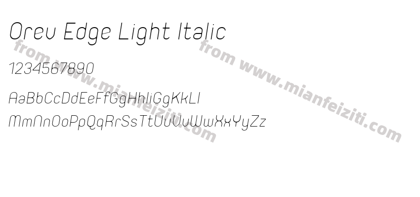 Orev Edge Light Italic字体预览