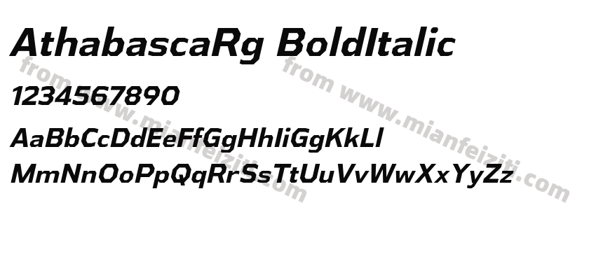 AthabascaRg BoldItalic字体预览