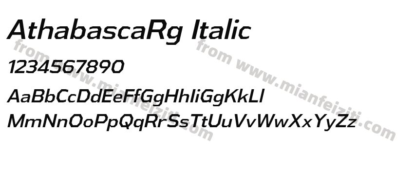 AthabascaRg Italic字体预览