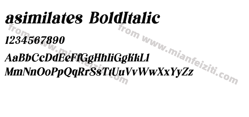 asimilates BoldItalic字体预览