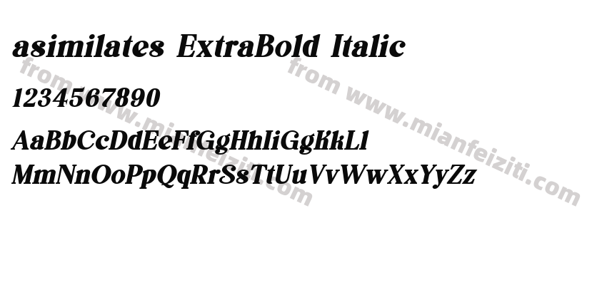 asimilates ExtraBold Italic字体预览