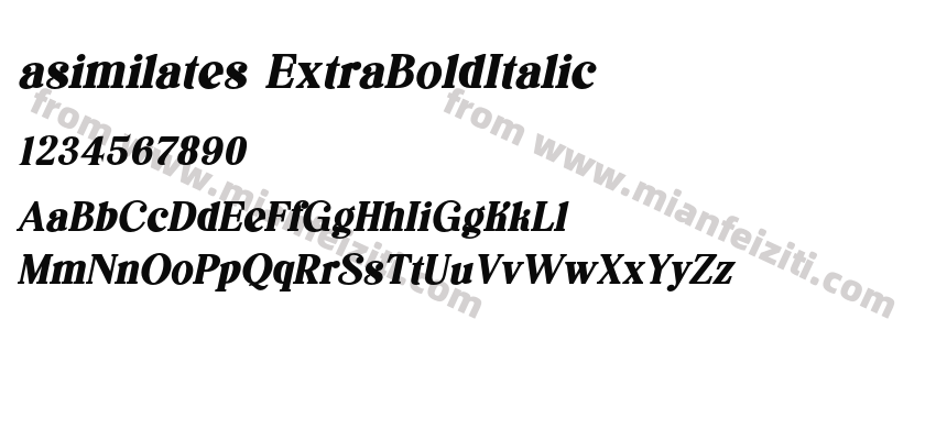 asimilates ExtraBoldItalic字体预览