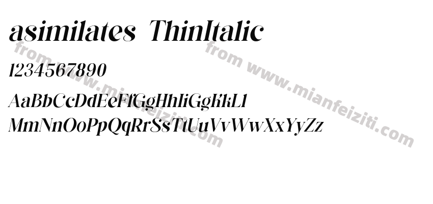 asimilates ThinItalic字体预览
