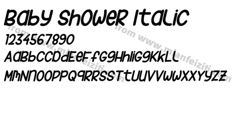 Baby Shower Italic字体预览