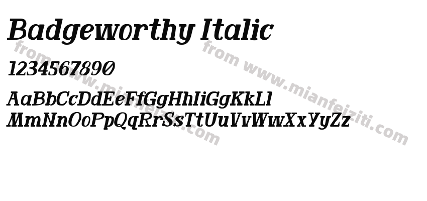 Badgeworthy Italic字体预览