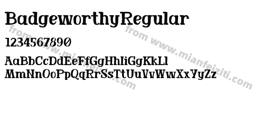 BadgeworthyRegular字体预览