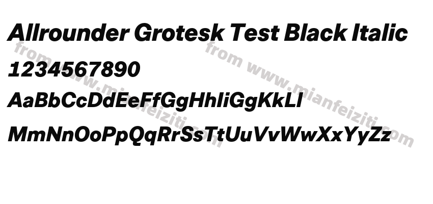 Allrounder Grotesk Test Black Italic字体预览
