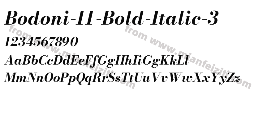 Bodoni-11-Bold-Italic-3字体预览