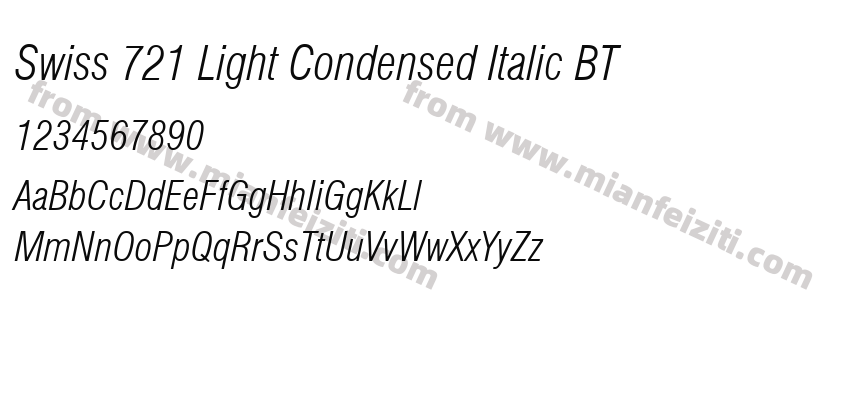 Swiss 721 Light Condensed Italic BT预览图2
