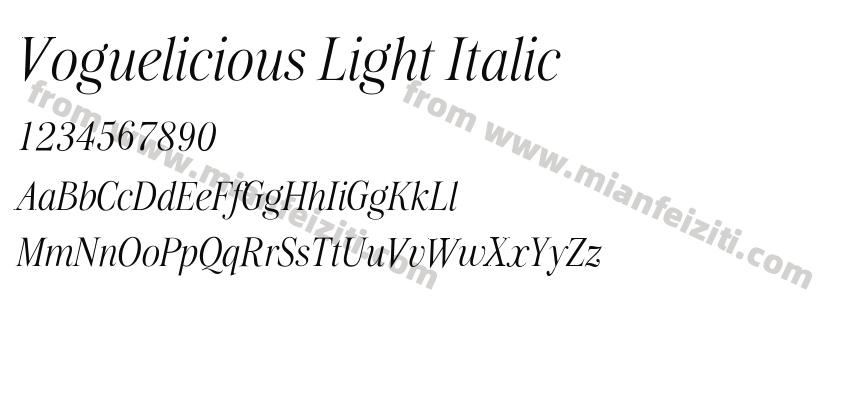 Voguelicious Light Italic预览图2
