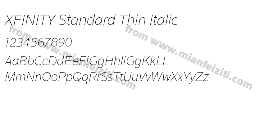 XFINITY Standard Thin Italic预览图2