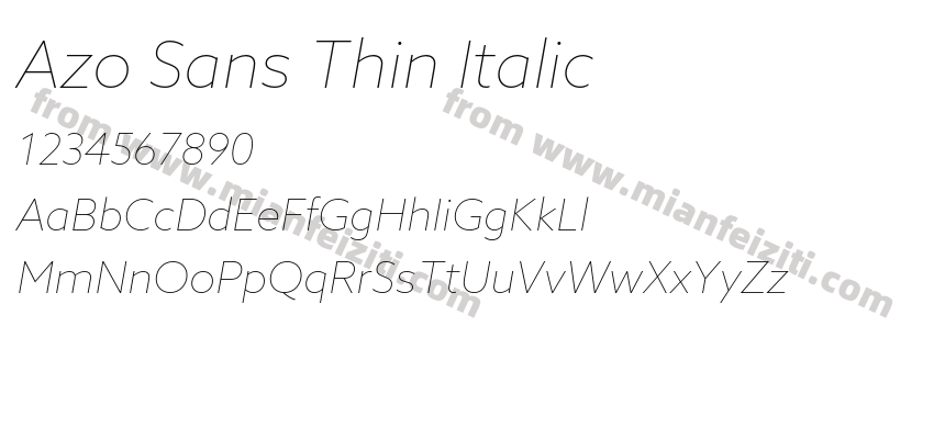 Azo Sans Thin Italic预览图2