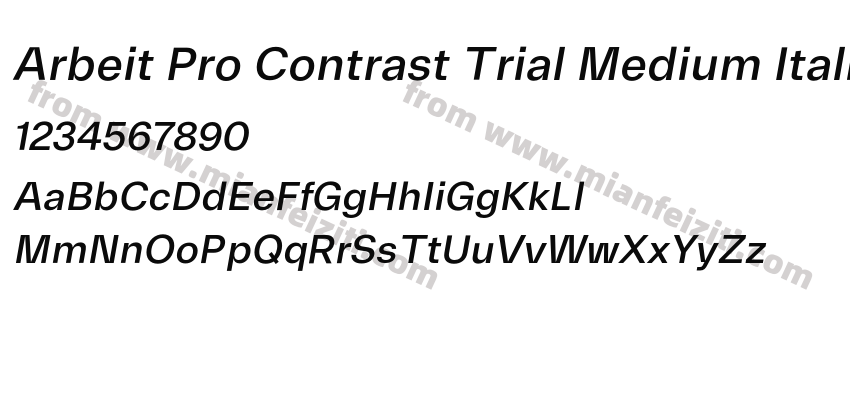 Arbeit Pro Contrast Trial Medium Italic预览图2