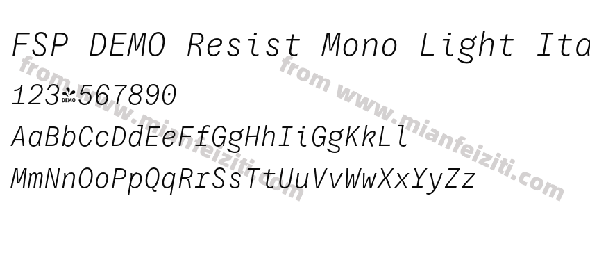 FSP DEMO Resist Mono Light Italic预览图2