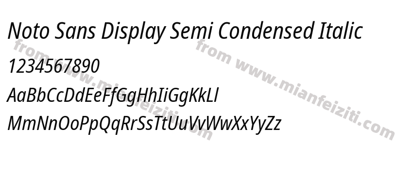 Noto Sans Display Semi Condensed Italic预览图2