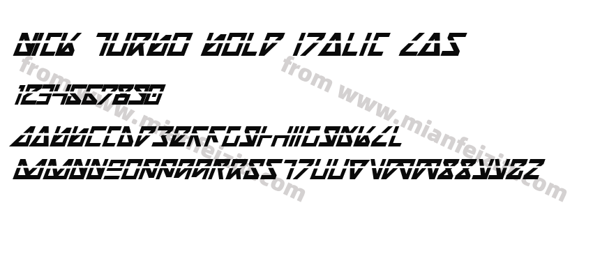 Nick Turbo Bold Italic Las字体预览