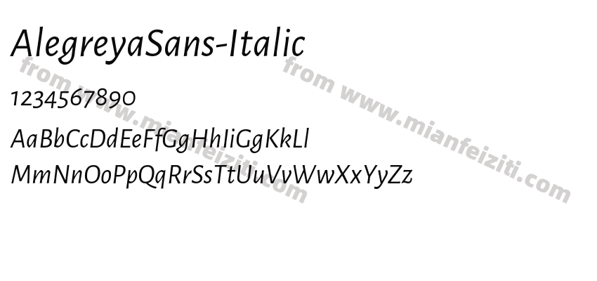 AlegreyaSans-Italic字体预览