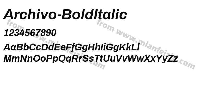 Archivo-BoldItalic字体预览