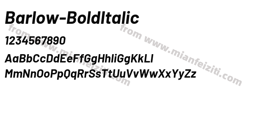 Barlow-BoldItalic字体预览
