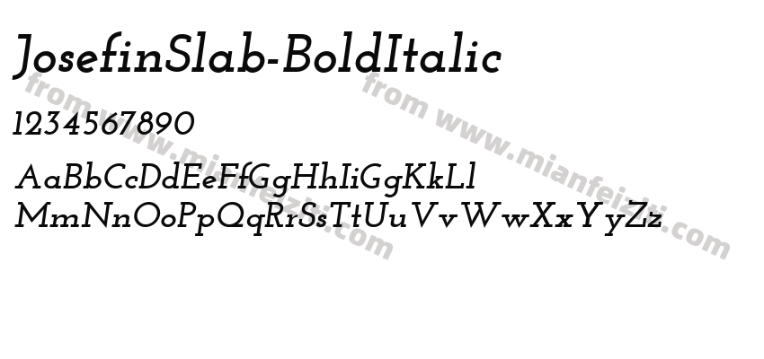 JosefinSlab-BoldItalic字体预览