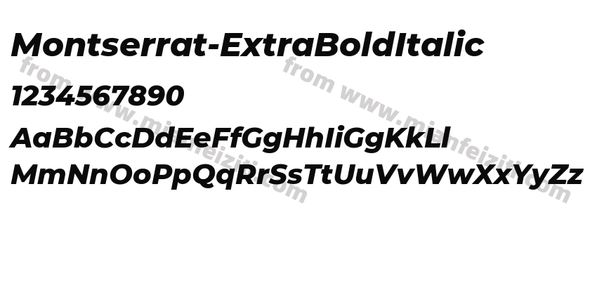 Montserrat-ExtraBoldItalic字体预览